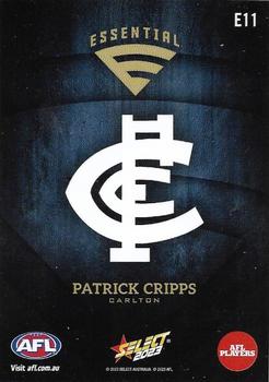 2023 Select AFL Footy Stars - Essentials #E11 Patrick Cripps Back